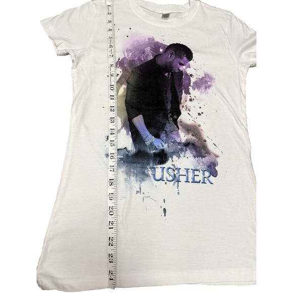 Usher OMG 2010 Tour Shirt Front/Back Graphic White Woman Small New - Picture 6 of 9
